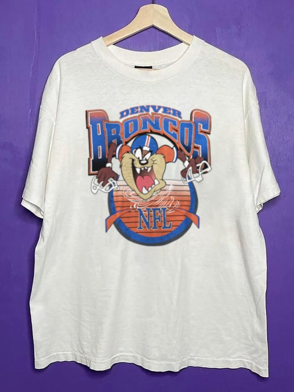 Vintage Denver Broncos Taz Looney Tunes T Shirt, Retro Denver Football Shirt Tee